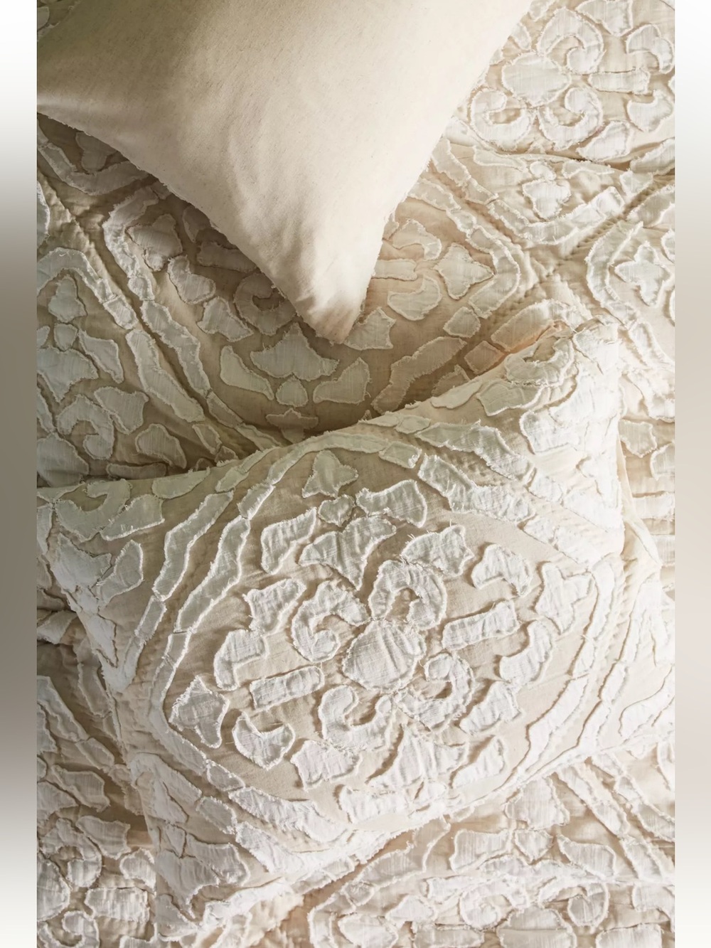NEW Anthropologie Damask Collection Pair Of King Shams Bohemian Cotton Linen